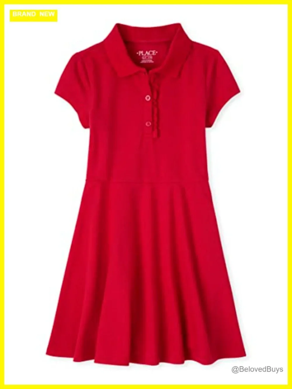 Girls Cotton Pique Polo Dress Ruffle Front